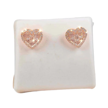 Beautiful Beaded Heart Design Ear Tops