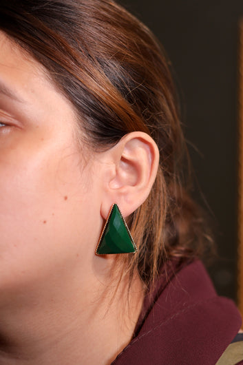 Artificial Emerald-Inspired Geometric Earrings