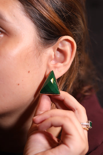 Artificial Emerald-Inspired Geometric Earrings