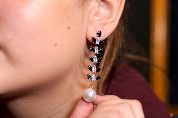 Elegant Long Earrings with Beaded Detailing