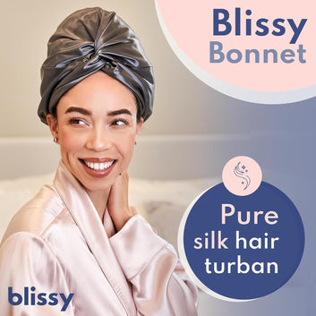 BLISSY Silk Bonnet For Sleeping For Long And Curly Hair - 100% Pure Mulberry Silk 22 Momme 6a High-grade Fibers