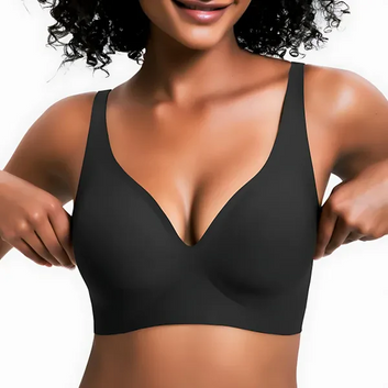 V-Neck Wireless Bra - Comfort & Lift for Women-Vivid Bloom